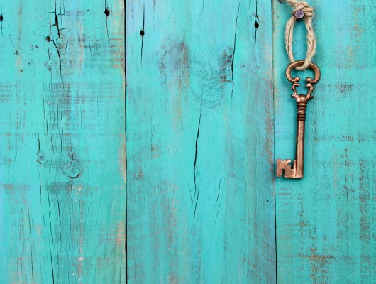 porte bleue clés